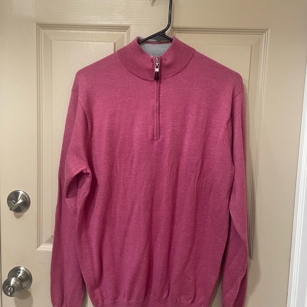 Peter Millar Pink Quarter Zip-Up Pullover Luxury Athleisure Classic Sweater SZ M